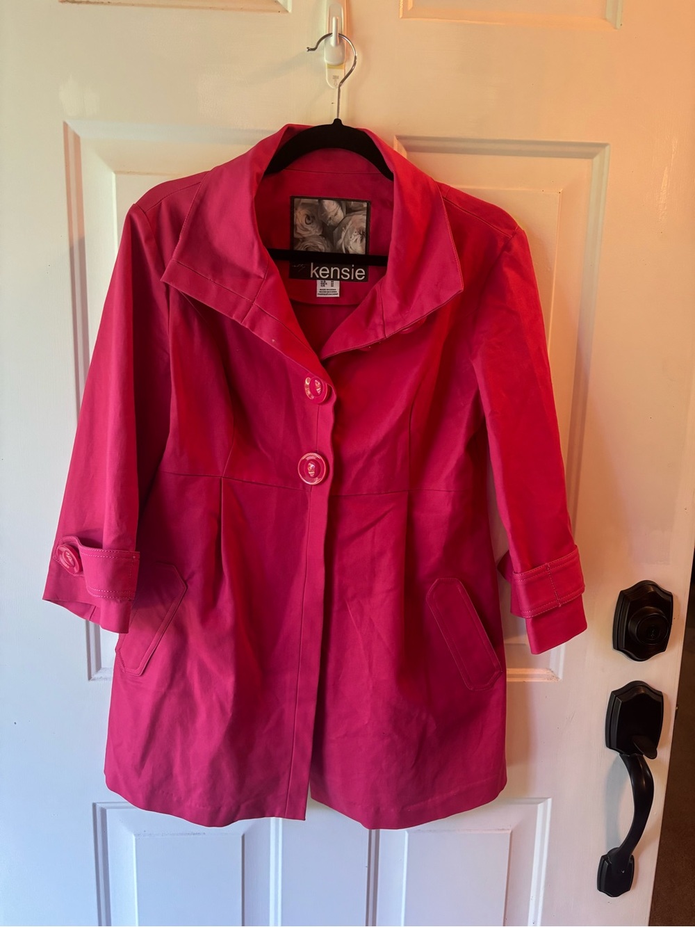 kensie Bright Pink/Fuscia Single-Breasted Trench Coat